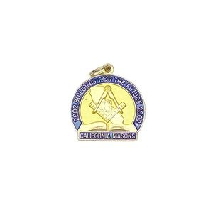 California Masons 2002 Building for the Future Masonic Pendant Medal Gold Blue